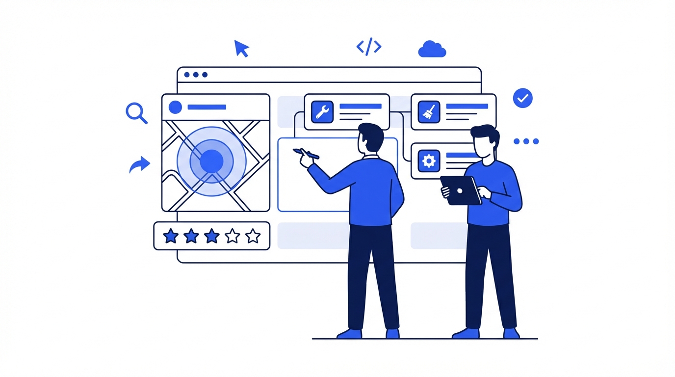 Home services business owner reviewing structured data and schema markup on their website for AI visibility