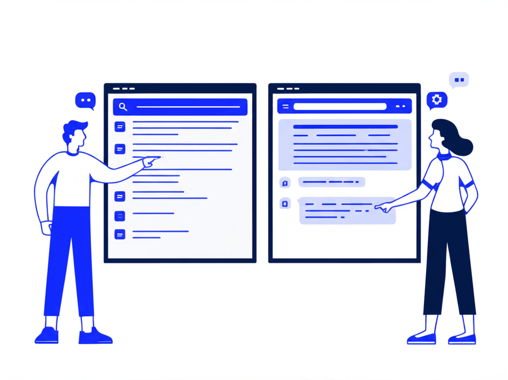 Side-by-side comparison showing traditional search engine results list versus AI-generated conversational answers with citation links